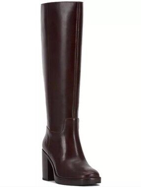 Vince Camuto Women's Over-the-Knee Leather Block Heel Boot - Dark Brown, 9 NWOT